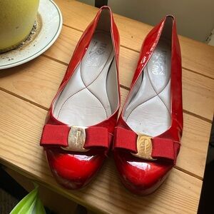 Red Patent Ferragamo Flats 7 READ DESCRIPTION